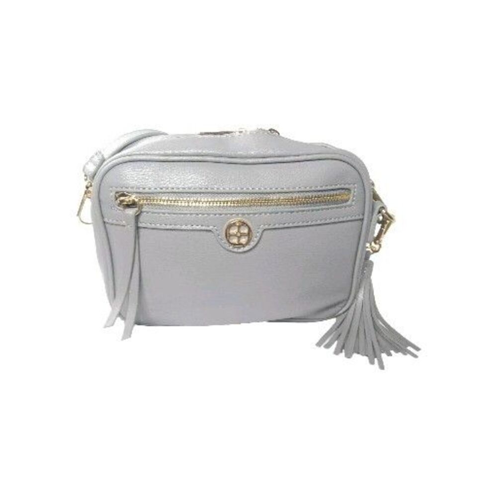 IMAN Crossbody Bag Grey Faux Leather Small Shoulder Bag Organizer